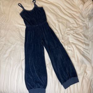 Suzie Kondi Tank Jumpsuit in Navy Velour NWT